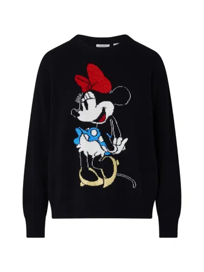 Liu •jo Mrs Mouse Wool Jacquard Sweater In Black