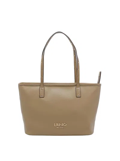 Liu •jo Mud Logo Tote Bag In Sand