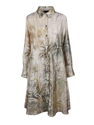 Liu •jo Multicolor Botanical Print Chemise Dress In Neutral