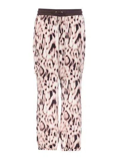 Liu •jo Flared Trousers With Cargo Pockets And Print In Multicolour