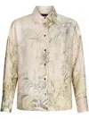 Liu •jo Liu Jo Tropical Print Green Shirt With Classic Collar