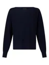 Liu •jo Navy Blue Boat Neck Sweater In Black