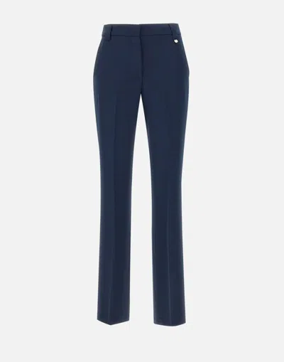 LIU •JO LIU JO NAVY BLUE CADY CREPE TROUSERS