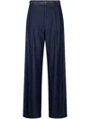 Liu •jo Liu Jo Wide-leg Denim Jeans With Belted Waist And Decorative Stitch In Blue