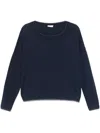 Liu •jo Navy Blue Crew-neck Sweater With Finishes In Blue