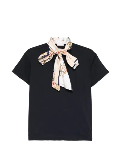 Liu •jo Neck-tie T-shirt In Black