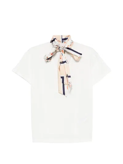 Liu •jo Neck-tie T-shirt In White