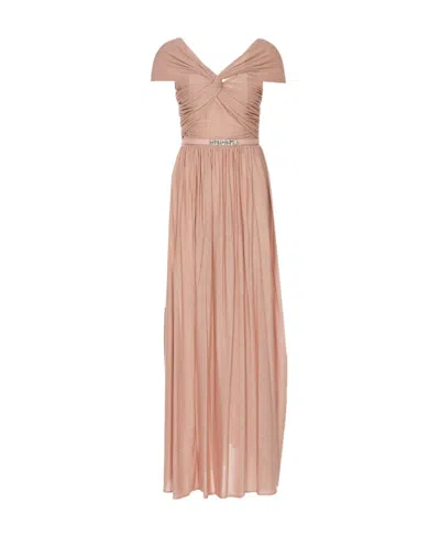 Liu •jo Liu Jo Off-shoulder Crystal Embellishment Maxi Dress In Pink