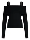 Liu •jo Off-the-shoulder Stud Sweater In Black