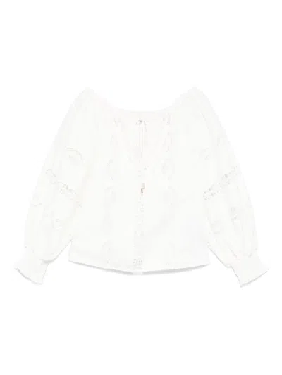 Liu •jo Liu Jo Off-the-shoulder White Shirt With Lace Detailing