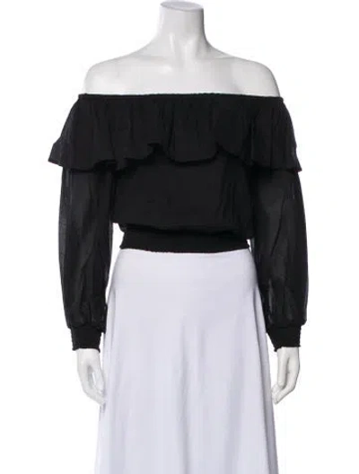 Pre-owned Liu •jo Off-the-shoulder Long Sleeve Top In Black