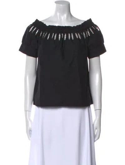 Pre-owned Liu •jo Off-the-shoulder Short Sleeve Top In Black