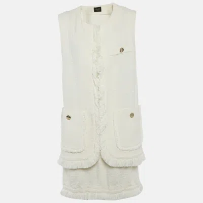 Liu •jo Off-white Boucle Sleeveless Jacket And Skirt Set