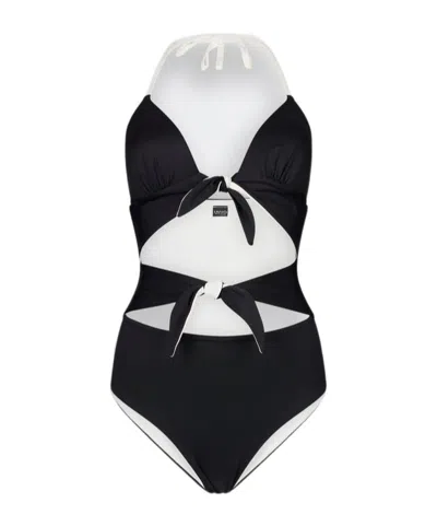 Liu •jo One-piece Swimsuit With Bows In Black