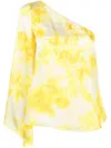 Liu •jo One-sleeve Floral-print Blouse In Gelb