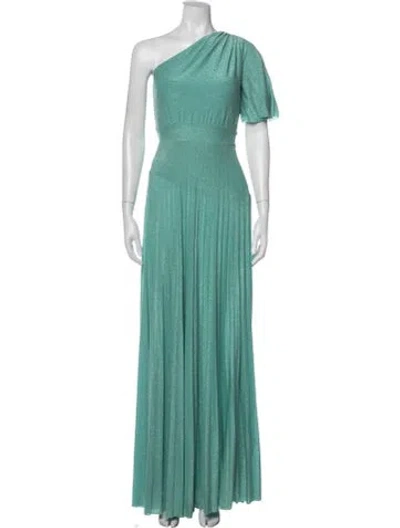 Pre-owned Liu •jo One-shoulder Long Dress In Green