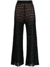 Liu •jo Open-knit Flared Cropped Trousers In Black