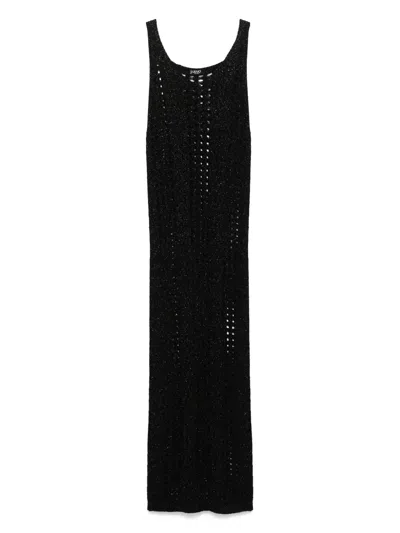 Liu •jo Open-knit Maxi Dress In Black