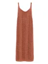 Liu •jo Open-knit Mini Dress In Orange
