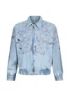 Liu •jo Open-work Embroidery Jacket In Blue