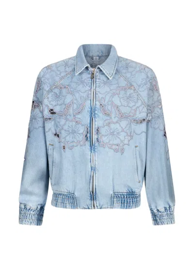 Liu •jo Open-work Embroidery Jacket In Blue