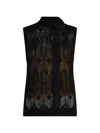 Liu •jo Openwork Bow-collar Knit Top In Black