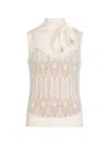 Liu •jo Beige Openwork Cut-out Bow Sweater In Neutral