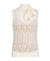 Liu •jo Beige Openwork Cut-out Bow Sweater In Neutral