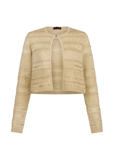 Liu •jo Openwork Button Cardigan In Neutral