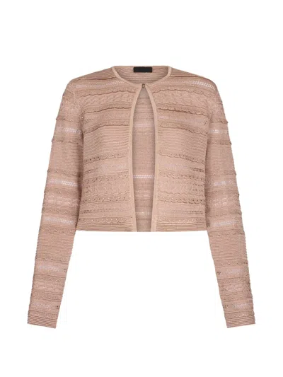 Liu •jo Openwork Button Cardigan In Brown