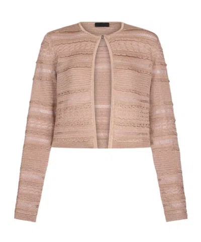 Liu •jo Liu Jo Openwork Cropped Cardigan In Brown