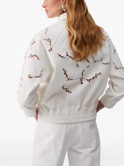 Liu •jo Openwork Embroidered Bomber Jacket In Brown