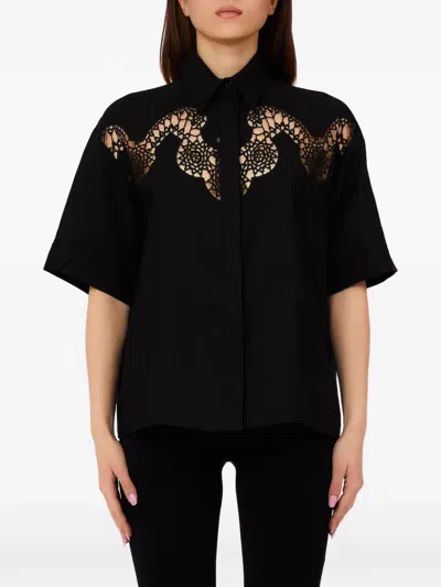 Liu •jo Openwork Embroidery Shirt In Black