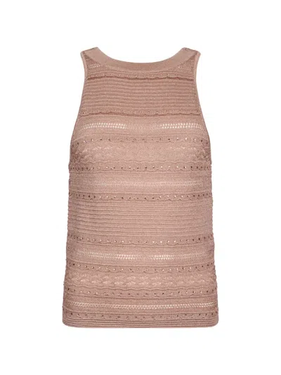 Liu •jo Openwork Knit Top In Pink