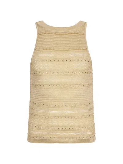 Liu •jo Openwork Knit Top In Neutral