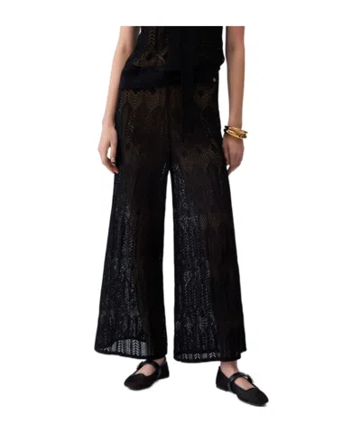 Liu •jo Openwork Knit Trousers In Black