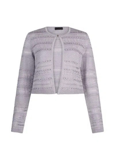 Liu •jo Openwork Knitted Cardigan In Purple
