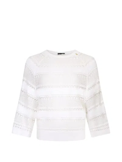 Liu •jo Openwork Round-neck Blouse In White