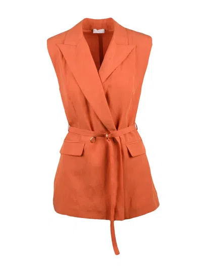 Liu •jo Orange Lycra Linen Sleeveless