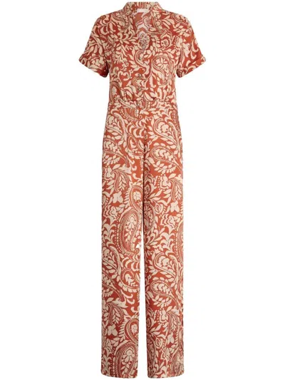 LIU •JO ORANGE MOTIF JAMPSUIT