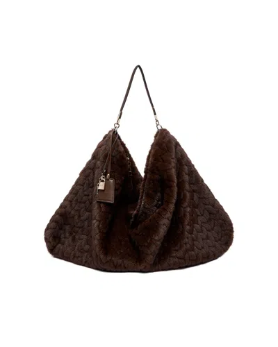 Liu •jo Liu Jo Oversized Faux Fur Shoulder Bag In Deep Brown