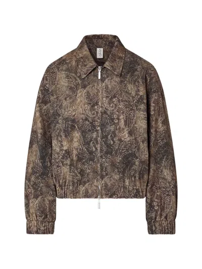 Liu •jo Oversized Jacket With Glitter-print In Brown