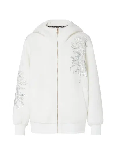 Liu •jo Oversized Jacket With Jewel Embroidery In White