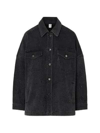 Liu •jo Oversized Jacket With Rhinestones In Gray