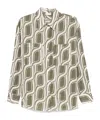 Liu •jo Ramie Shirt In Green Mitif With Two Chest Patch Pockets In Multi-color