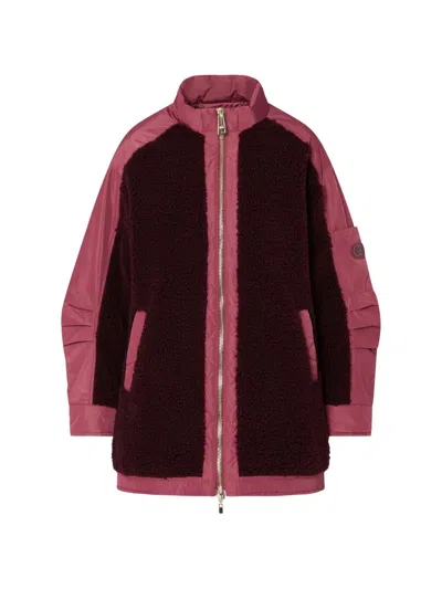 Liu •jo Oversized Teddy Bomber Jacket In Burgundy