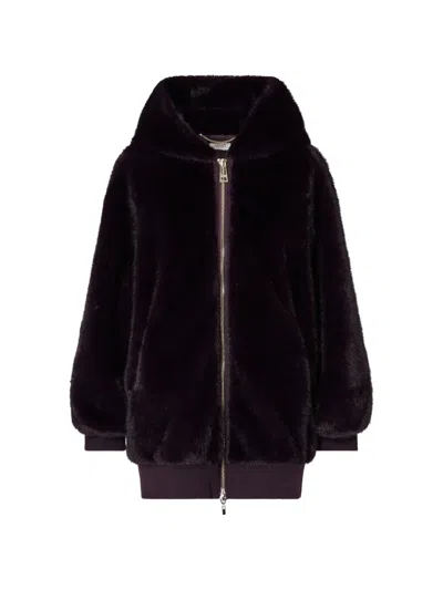 Liu •jo Oversized Teddy Jacket In Burgundy