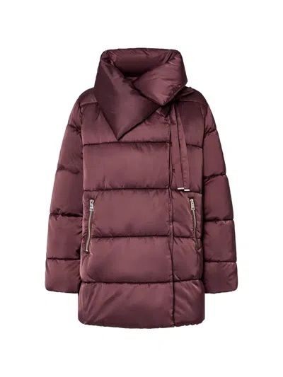 Liu •jo Padded Jacket Over In Nylon Glossy In Burgundy