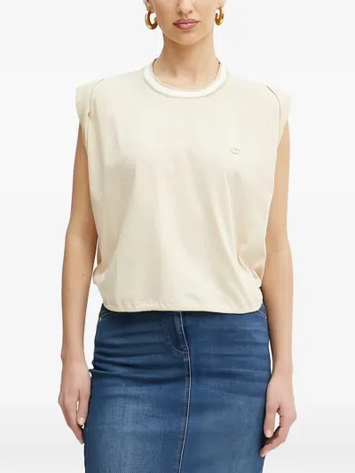 Liu •jo Padded Shoulders T-shirt In Neutral
