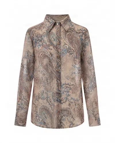 Liu •jo Liu Jo Paisley Print Button-up Shirt In Winter Cachemire